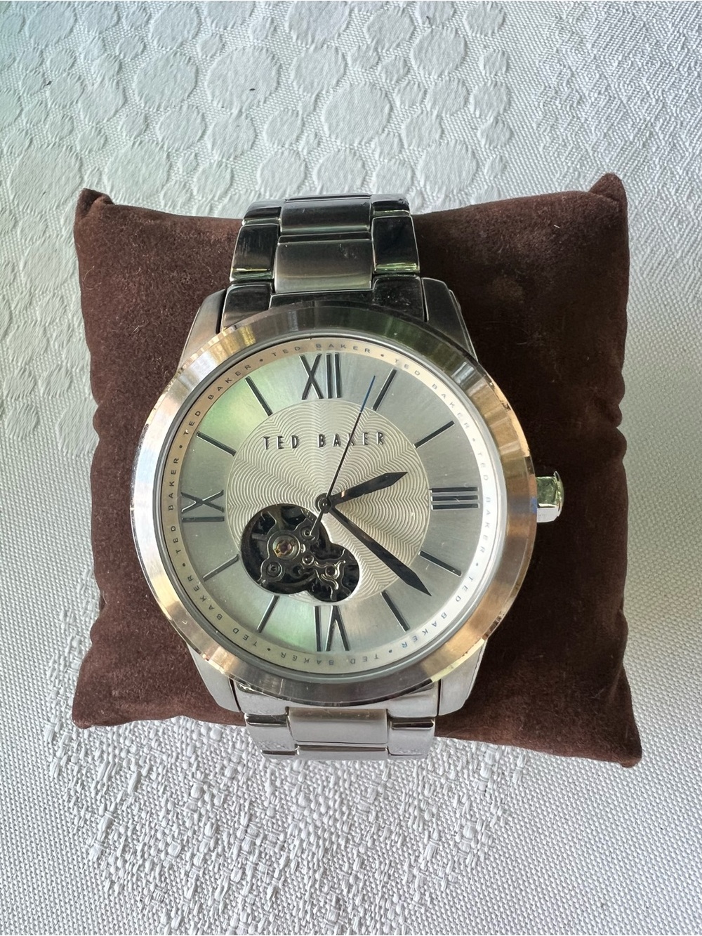 Ted Baker Silver Stainless Steel Men's Open-Heart Watch